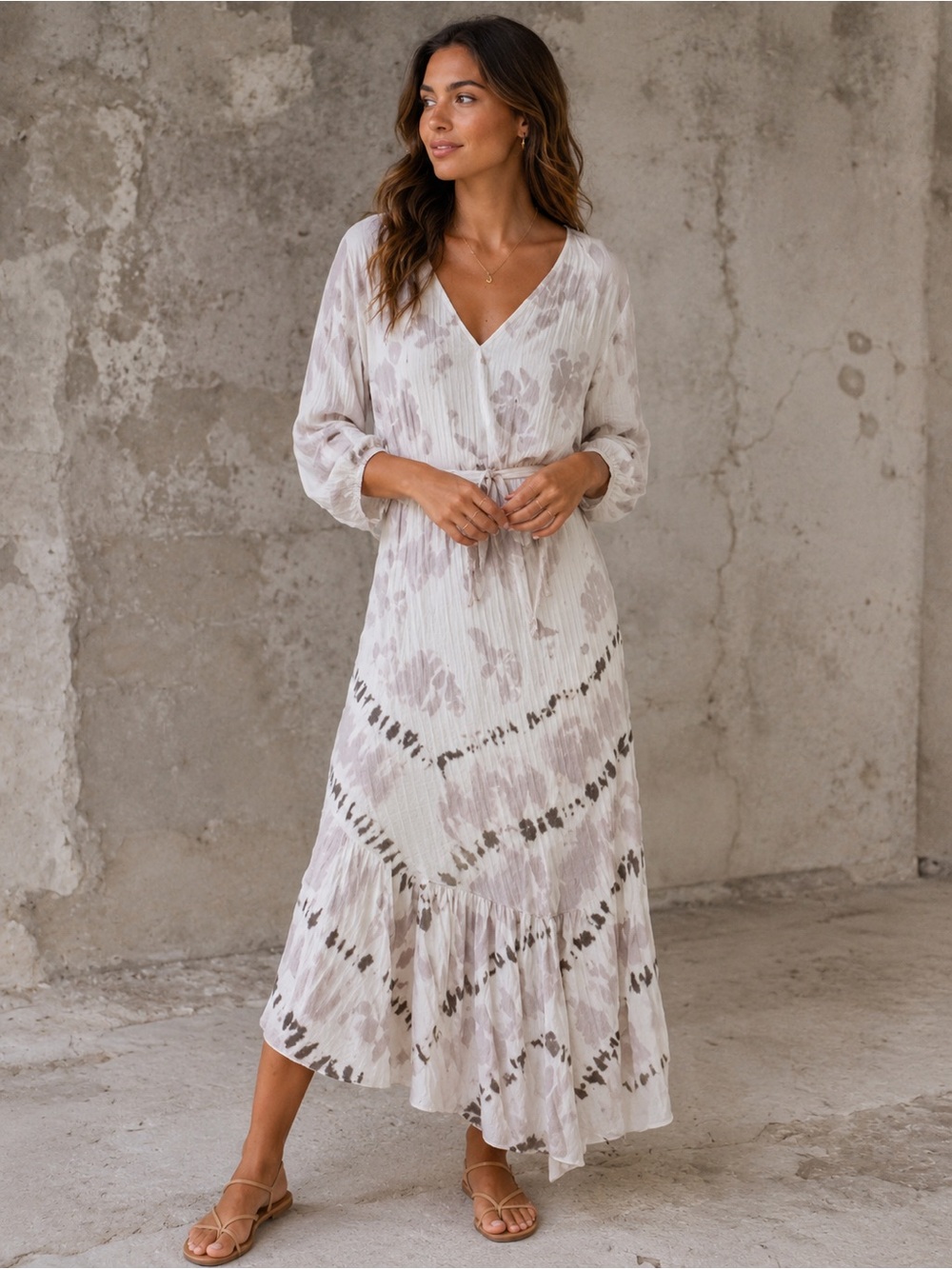 New Anthropologie Young Fabulous & Broke Jillian Tie Dye Maxi Wrap dress Sz S